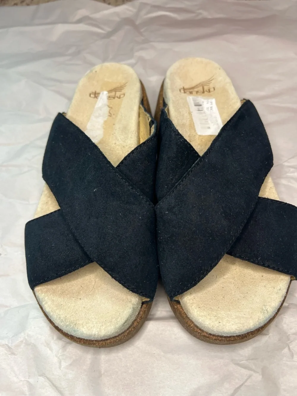 Dansko Bridget Platform Wedge Slide Sandal in Black Size 38/7-7.5